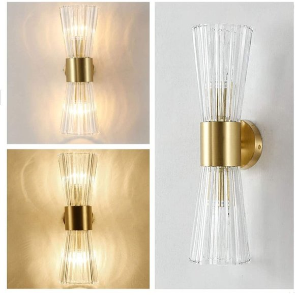 EFINEHOME Mid-Century Modern Wall Light Fixture with Crystal Glass Lampshade | 2 - Picture 6 of 9
